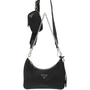 Prada ReEdition 2005 Saffiano Leather Chain Shoulder Bag Black
